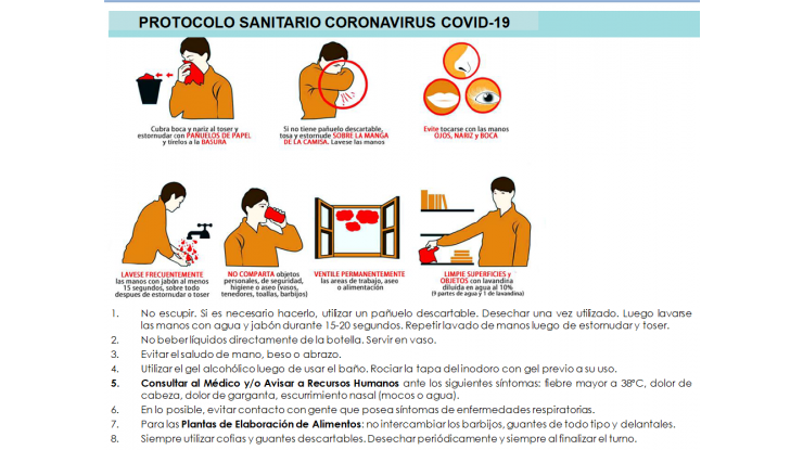 Protocolo sanitario para prevenir el coronavirus 